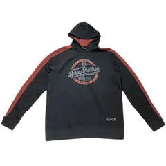 96485-18VM/002L ハーレー純正 新品 長袖 プルオーバー パーカー カラーブロック 黒/赤 XLサイズ