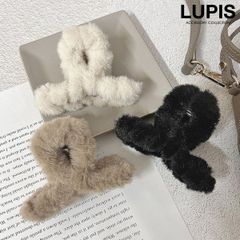 ヘアクリップ バンスクリップ ヘアアクセサリー ファー 秋冬 ふわふわ かわいい 上品 簡単 まとめ髪 時短 ヘアアレンジ 韓国っぽ lupis ルピス v2341
