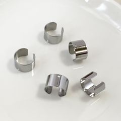 【2個】ステンレス製　穴有り　イヤーカフパーツ　シルバー　素材