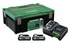 HiKOKI(ハイコーキ) スターターキット2(2L) リチウムイオン電池(BSL1240M)×2個+システムケース2+2ポート急速充電器 セット UC18YDML(2L)