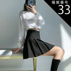 種類33：ブラック/3XL スカート プリーツスカート ショート ショート丈 Aライン プリーツ ハイウエスト かわいい 大人可愛い きれいめ シンプル カジュアル 大人 おしゃれ お洒落 かっこいい 大人可愛い 大人女子 こなれ感 ラフ メンズライク ボーイ