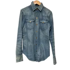 美品 RALPH LAUREN ラルフローレン デニムウエスタンシャツ 2 ブルー レディース 古着 中古 USED