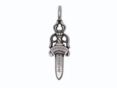 CHROME HEARTS クロムハーツ ダブルダガー ペンダント シルバーネックレストップ シルバー925 21.8g 美品 中古 4b007763