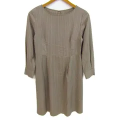 ナチュラルビューティーベーシック ワンピース トップス 長袖 ストライプ柄 レディース Mサイズ ベージュ NATURAL BEAUTY BASIC 【中古】