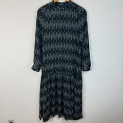 JOURNAL STANDARD ジャーナルスタンダード ロングワンピース バンドカラー シャツワンピース 長袖 総柄 ブラック マルチカラー レディース 古着 モード