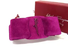 ■新品同様■ Salvatore Ferragamo フェラガモ ヴァラリボン ヴィヴァボウ スエード バレッタ ヘアアクセサリー パープル系 AM0836 のサムネイル