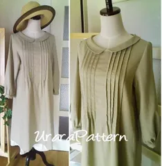 46 型紙　丸衿のタックワンピース ペチ付 M～LL　Urarapattern