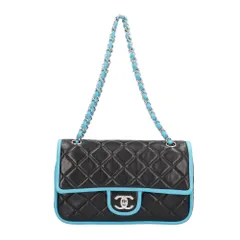 シャネル Wフラップ25 マトラッセ ショルダーバッグ ラムスキン ブラック レディース  CHANEL  中古 シャネル