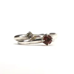 4℃ ヨンドシー シルバー ダブルリング ストーン付き 約8号 レディース アクセサリー 指輪 25a菊MZ