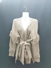 ◇ ALEXIA STAM ニット素材 フリンジ サイドスリット おしゃれ 長袖 カーディガン 表記なし ベージュ レディース E 【1307260012477】のサムネイル