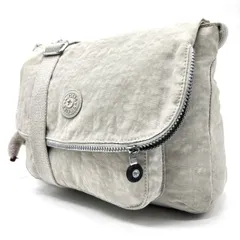 【良品】 KIPLING キプリング ショルダーバッグ トートバッグ ワンショルダーバッグ キーホルダー ロゴパッチ フラップ ナイロン グレー 灰色 ユニセックス 男女兼用 メンズ レディース