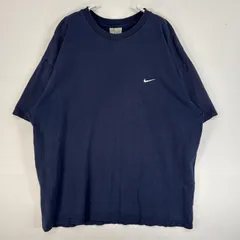 古着 00’s/00年代 ナイキ NIKE 半袖Tシャツ ロゴ 刺繍 ワンスウッシュ フェード 肉厚 XL  ネイビー 無地 メンズ