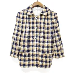 #anc ミラショーン milaschon ジャケット 40 ベージュ 紺 白 ブロックチェック 七分袖 レディース [945129]のサムネイル