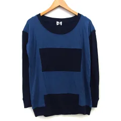 プラステ PLST タグ付き Tシャツ カットソー 切替 無地 シンプル 切替リブ 長袖 丸首 綿混 2 サックスブルー 青 ブラック 黒 /HT7のサムネイル