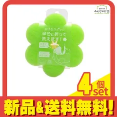 マーナ キッチン用 おはなスポンジ グリーン 1個入 (K364G) 4個セット まとめ売り