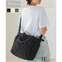 ブラック 大人のカジュアルライク。2WAYキルティングトートバッグ【オリバー】/トートバッグ ショルダーバッグ 2way レディース バッグ 鞄 キルティング ロープハンドル 軽量 ナイロン A4