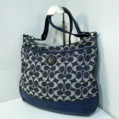 コーチ COACH ターンロック シグネチャー 2way 肩掛け 斜め掛け ショルダーバッグ キャンバス レザー チャコールブルー F33257 3045032e20250912