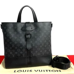 ほぼ未使用 LOUIS VUITTON ルイヴィトン ソミュール トート モノグラム エクリプス レザー 2way ショルダーバッグ トートバッグ 黒 202-9
