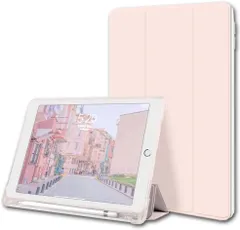 【数量限定】(2021/2020/2019モデル)第9世代/第8世代/第7世代 三つ折 保護カバー クリアバックケース ペンシル収納付き 自立スタンド・オートスリープ機能 10.2インチ 軽量・薄型・ハードタイプ iPad 手帳型 全面保護型 iPad 傷つけ