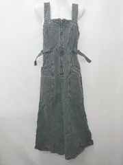 ◇ Θ mysty woman ミスティウーマン デニム ロング丈 ジャンパースカート サイズF ブラック系 レディース E  【1507230003881】