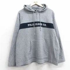 L/古着 ラルフローレン ポロジーンズ 長袖 ハーフジップ フリース ジャケット パーカー メンズ 00s ビッグロゴ グレー spe 25jan23 中古 ア