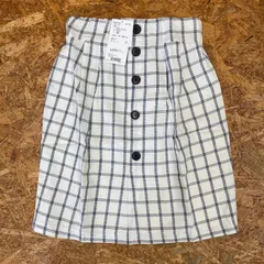 新品 未使用 ROSE BUD チェック柄 膝下スカート FREE SIZE ホワイト×ネイビー ローズバッド Ladies レディース