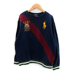 ポロ バイ ラルフローレン Polo by Ralph Lauren トレーナー スウェット ラウンドネック ビッグポニー 刺繍 裏起毛 XL 18-20 紺 ネイビー /SY10 ■GY12 男の子