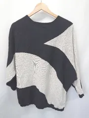 ◇ ⊆ antiqua アンティカ コットン100％ 長袖 ドルマン ニット サイズF ブラック系 レディース E  【1507100010469】