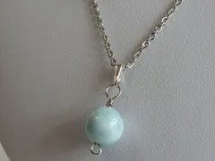 ラリマー（ヒーリングストーン） 11mm玉ペンダントトップ＋チェーンネックレス