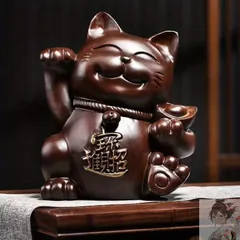 【希少】木彫り　招き猫　置物　金運　北海道民芸　猫　昭和レトロ　インテリア　レア 2025年最新】招き猫 木彫の人気アイテム - メルカリ