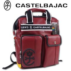 カステルバジャック CASTELBAJAC スクウェアリュック ドミネ レッド系 赤 メンズ レディース 定価20,900円 B4 軽量 ユニセックス ブランド レザー調