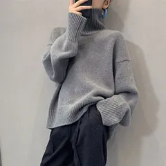 ニット リブ セーター タートル レディース ドロップショルダー ハイネック リブ プルオーバー ゆったり 可愛い 暖か 長袖 オシャレ 大人 カジュアル トップス 通勤 秋 冬hanyu03