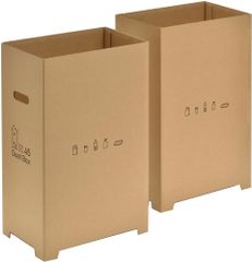 折りたたんで収納 簡単組み立て 資源ごみの分別に ダストボックス 隙間に置けるスリム幅 【日本製】 燕三条 2個組 45L 42696 リサイクルできるダンボール製ゴミ箱 下村企販