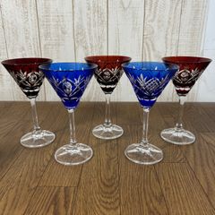 カメイガラス　 色被切子 手づくり KAMAY カクテルグラス