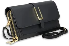 Hope Retailer レディース ショルダーバッグ スマホポシェット スマホポーチ 斜めがけ 携帯ポーチ 財布 おしゃれ Black 黒(ブラック)