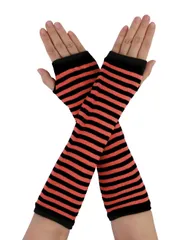 uxcell ロン グニット 指なしグローブ 冬 アームウォーマー レディース レッド Free size