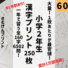 【1枚あたりが一番安い！】60.小学2年漢字ドリル、国語教科書プリント、日本語