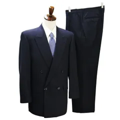 DAKS LONDON 4つボタン ダブルスーツ 袖口4つボタン A6 M ダークネイビー ストライプ ワンタック 春夏 6 CW 932NK  5NE039 【送料無料】【中古】【メンズビジネス】202505のサムネイル