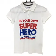 ★特価★ジャックバニー 半袖ポロシャツ 白×レッド ロゴプリント レディース 0(S) ゴルフウェア Jack Bunny