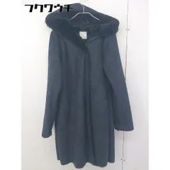 ■ earth music&ecology アース ミュージック＆エコロジー 裏起毛 長袖 コート サイズF ネイビー レディース  【中古】 【1202020003453】