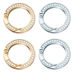 【人気商品】4個セット 金色+銀色 レディース 人気 デコキット ジュエリー作り DIY手作りアクセサリー バッグチャーム 鍵飾り カバン飾り 丸型 キラキラ ラインストーン カラビナ おしゃれ キーリング サムコス