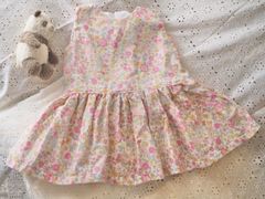 ハンドメイド　ダブルガーゼのふんわりワンピース　ピンク　花柄