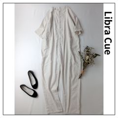 Libra Cue リブラキュー リネンミックス コンビネゾン オールインワン パンツ コットン混 Free アイボリー (129Y＋5929)25N☆