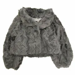 エンポリオアルマーニ EMPORIO ARMANI キッドファー ショート ジャケット ブルゾン ショート丈 ボリュームスリーブ ふわふわ アウター 38/M グレー レディース ♪5のサムネイル