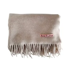 美品 Acne Studios アクネストゥディオズ フリンジウールスカーフ オーバーサイズ 大判 ストール マフラー CA0209 ベージュ系 メンズ レディース 古着 中古 USED