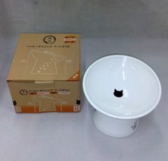 猫壱 (necoichi) ハッピーダイニング 猫用 脚付 斜めタイプ フードボウル 猫柄 吐き戻し軽減 電子レンジ&食器洗浄機対応