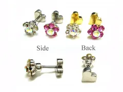 １８Ｇフラワー＆ハート ボディピアス 耳ピアス 軟骨ピアス 片耳ピアス