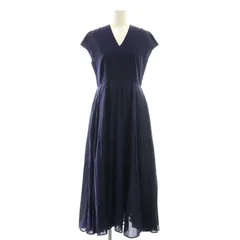 マリハ MARIHA 春の月のドレス フレンチスリーブ Vネック ワンピース 36 ネイビー /ES ■OS