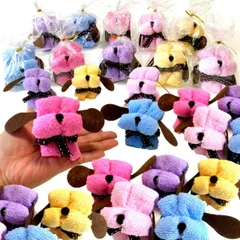 【数量限定】3world 犬 ドッグ シェイプ ミニタオル OPP 包装済み プチギフト 粗品 プレゼント 個別 包装 SW1201 20個