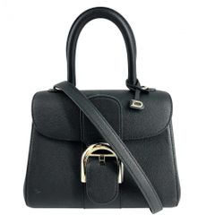 2WAY レディース デルヴォー ブリヨンミニ ハンドバッグ ショルダーバッグ 肩掛け 斜め掛け DELVAUX かばん 鞄 レザー ブラック 黒 ゴールド金具 美品【中古品】